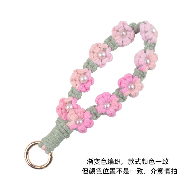Wholesale pure hand-woven gradient daisy key chain